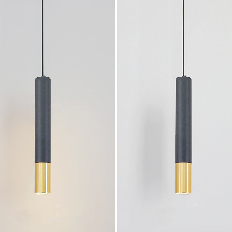 Nordischer zylindrischer Anhänger Beleuchtung Metall Küchenbar LED Downlight in Schwarz