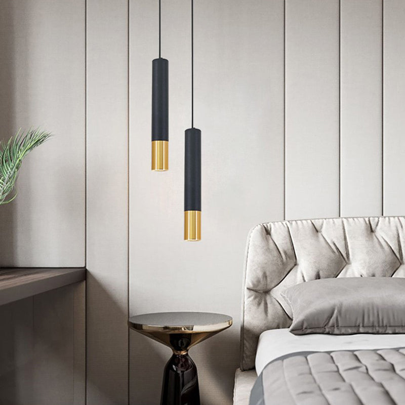 Nordischer zylindrischer Anhänger Beleuchtung Metall Küchenbar LED Downlight in Schwarz