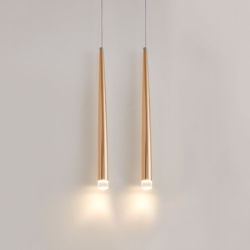 Gold Conical Hanging Light Fixture Simple 1-Light Metal Pendant Lighting for Bar