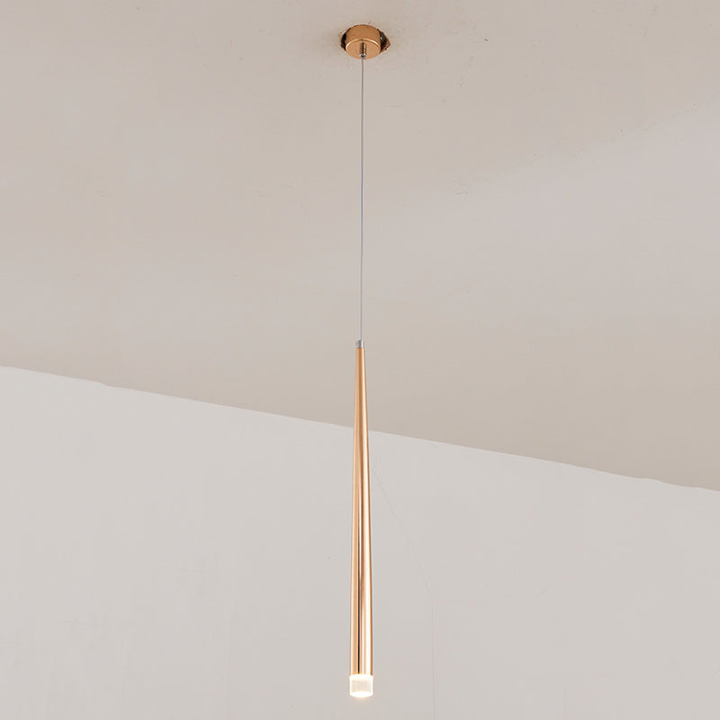Gold Conical Hanging Light Fixture Simple 1-Light Metal Pendant Lighting for Bar