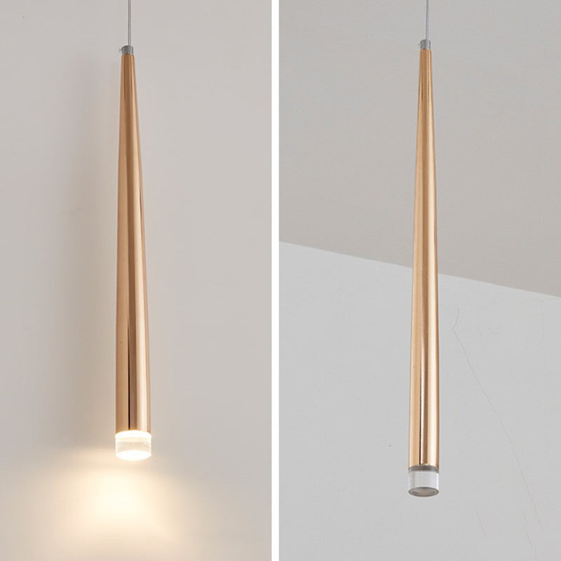 Gold Conical Hanging Light Fixture Simple 1-Light Metal Pendant Lighting for Bar