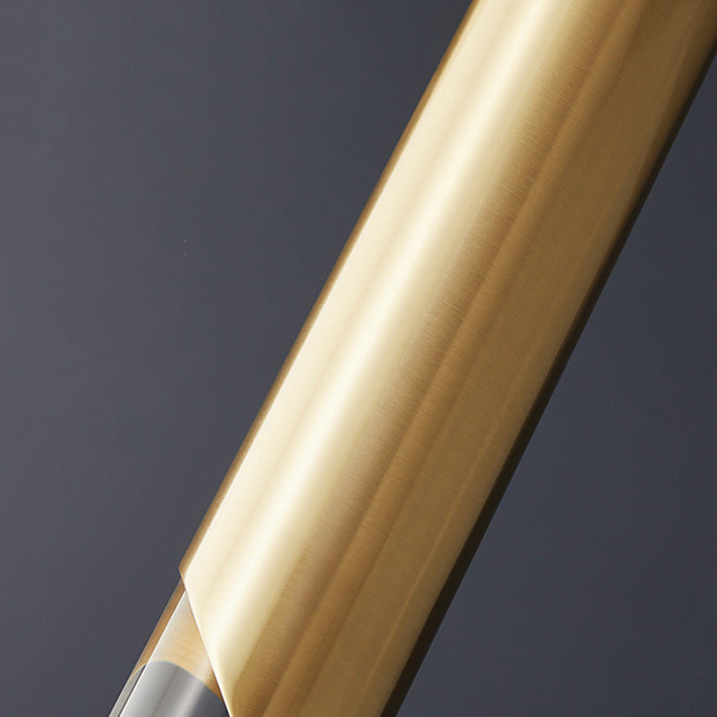 Cilindrische koperen LED -verlichting Hanger Acryl schaduw Minimalisme Slaapkamer Suspensielamp met 78,7 "Hangdraad