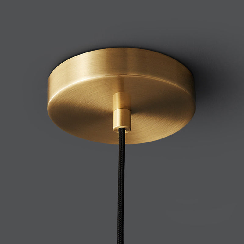 Cilindrische koperen LED -verlichting Hanger Acryl schaduw Minimalisme Slaapkamer Suspensielamp met 78,7 "Hangdraad