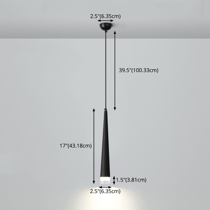 Minimalisme Conische led hangende licht moderne stijl lange kegelverlichtingsarmatuur met kristallen lampenkap
