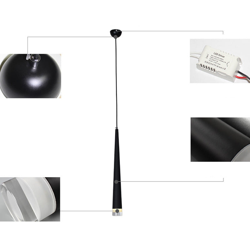 Minimalisme Conische led hangende licht moderne stijl lange kegelverlichtingsarmatuur met kristallen lampenkap