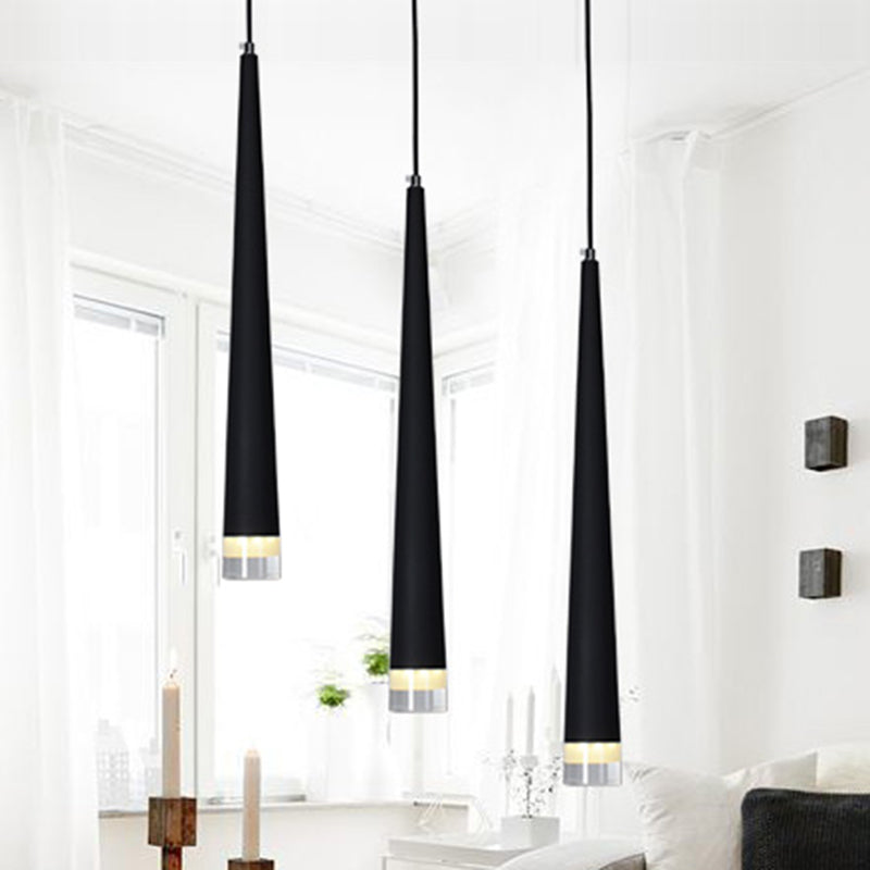 Minimalisme Conische led hangende licht moderne stijl lange kegelverlichtingsarmatuur met kristallen lampenkap