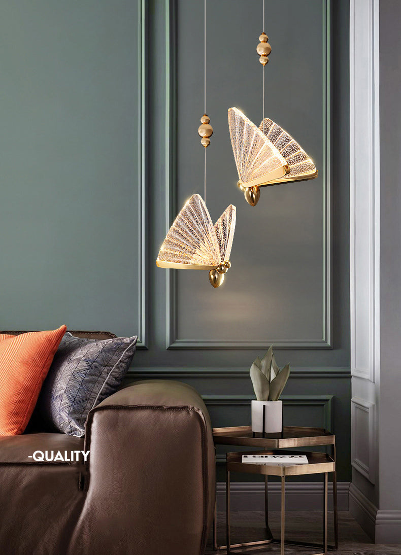 8.6 "brede acryl vlinder hangend licht leuntstijl eenvoud verlichtingsarmatuur voor coffeeshop restaurant