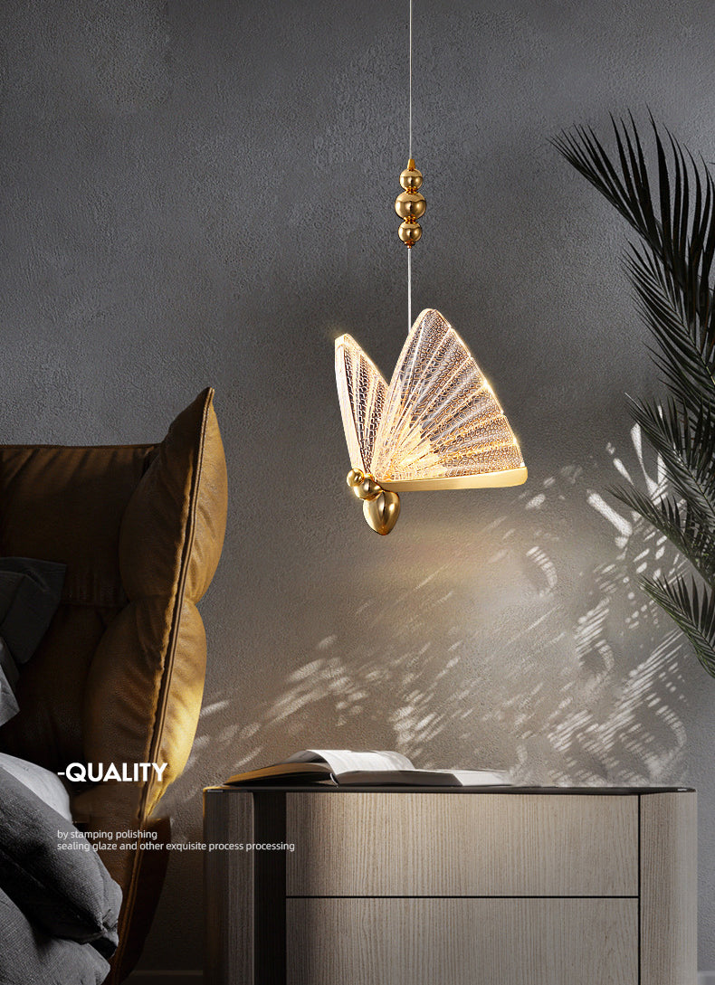 8.6 "brede acryl vlinder hangend licht leuntstijl eenvoud verlichtingsarmatuur voor coffeeshop restaurant