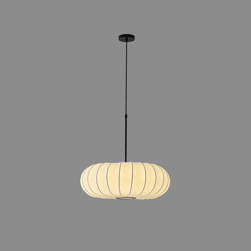 Lampada sospesa a forma di zucca bianca Simplicità a 1 luci a soffitto di seta per sala da tè