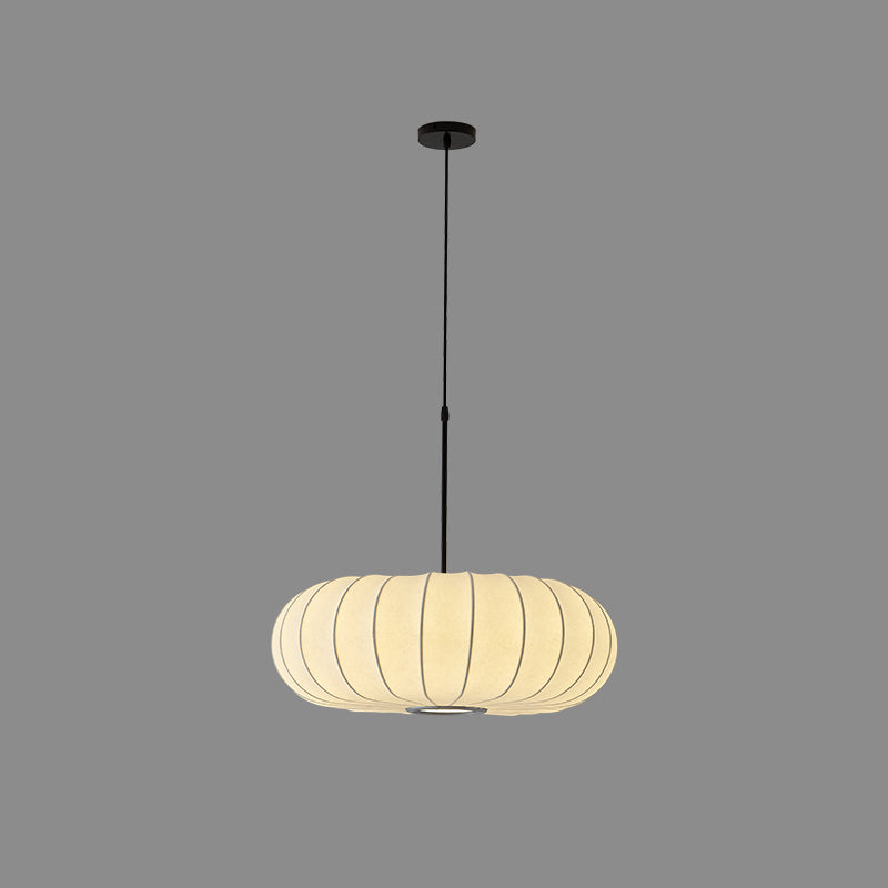 Lampada sospesa a forma di zucca bianca Simplicità a 1 luci a soffitto di seta per sala da tè