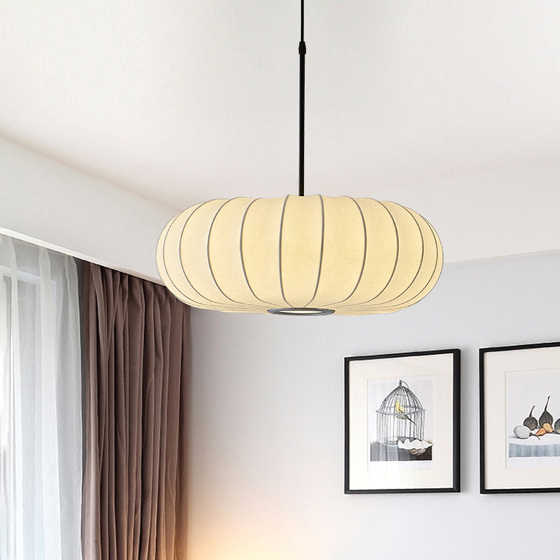 Lampada sospesa a forma di zucca bianca Simplicità a 1 luci a soffitto di seta per sala da tè