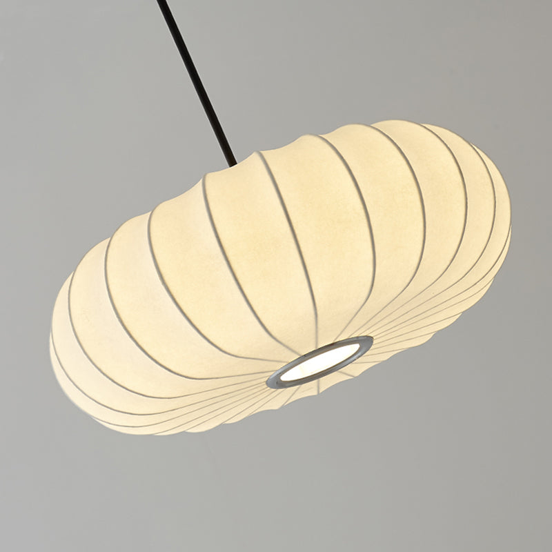 Lampada sospesa a forma di zucca bianca Simplicità a 1 luci a soffitto di seta per sala da tè