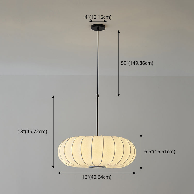 Lampada sospesa a forma di zucca bianca Simplicità a 1 luci a soffitto di seta per sala da tè