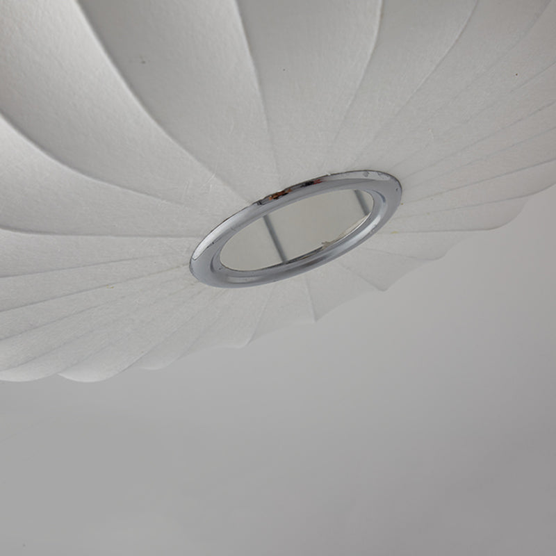 Lampada sospesa a forma di zucca bianca Simplicità a 1 luci a soffitto di seta per sala da tè