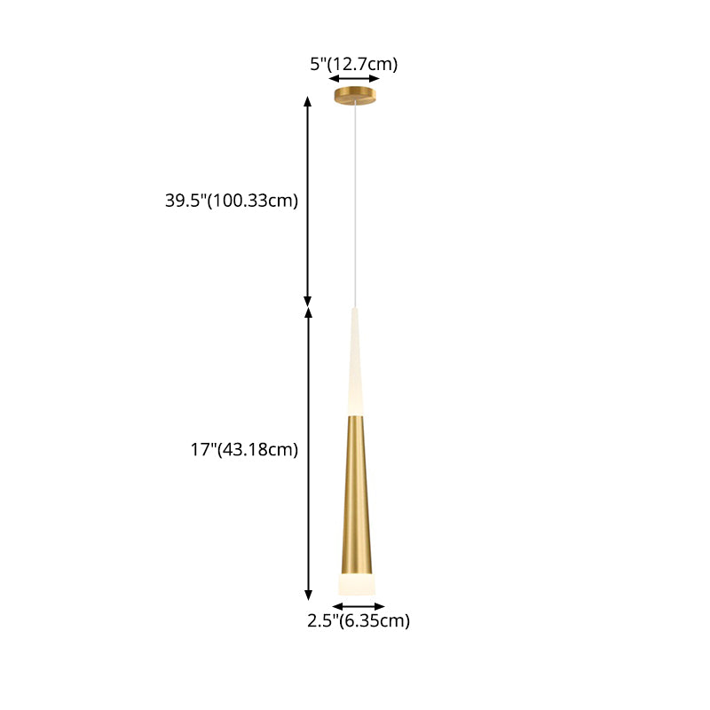Lámpara colgante de led cónico dorado de aluminio + acrílico simplicidad moderna luz colgante para dormitorio