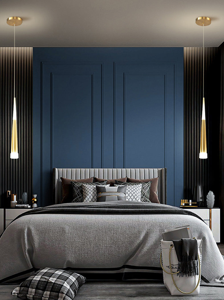 Gouden conische LED hanglamp Aluminium + Acryl Moderne eenvoud Hanglicht voor slaapkamer