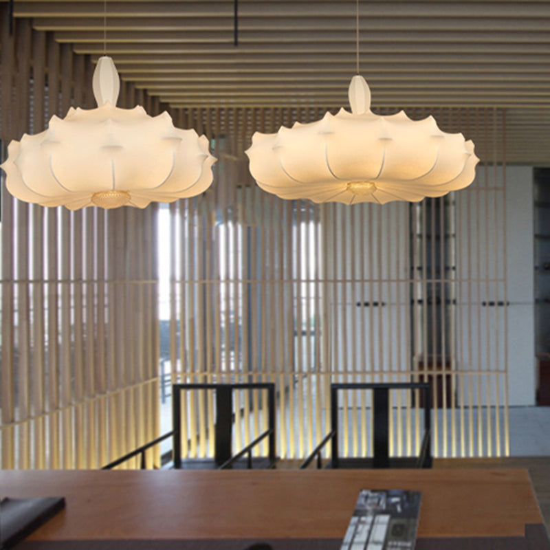 Onregelmatige gevormde zijden hanger lamp postmodern 1 bol witte ophanging licht voor woonkamer