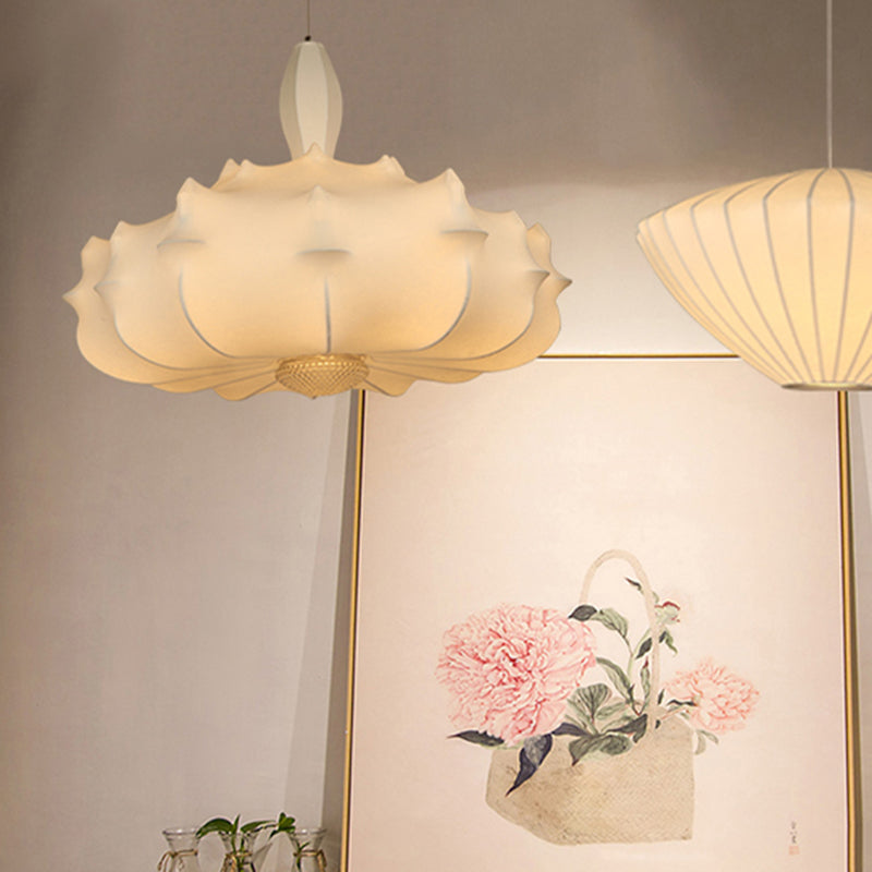 Onregelmatige gevormde zijden hanger lamp postmodern 1 bol witte ophanging licht voor woonkamer