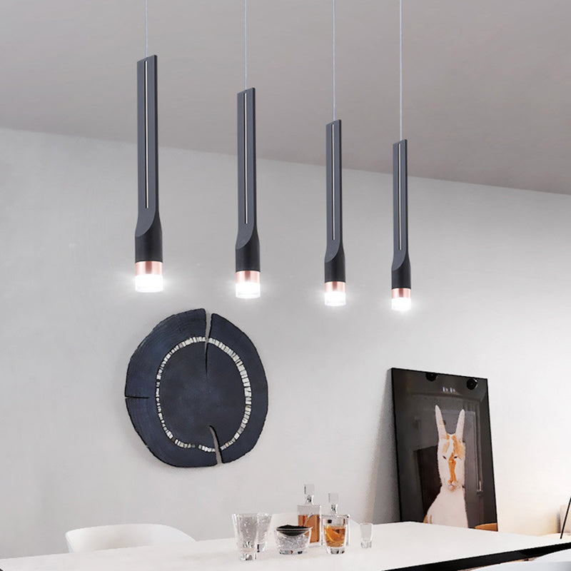 17.7 "H Noordse stijl LED hangend licht aluminium lange stripverlichtingsarmatuur met kristallen lampenkap