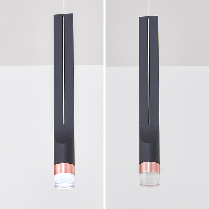 17.7 "H Noordse stijl LED hangend licht aluminium lange stripverlichtingsarmatuur met kristallen lampenkap