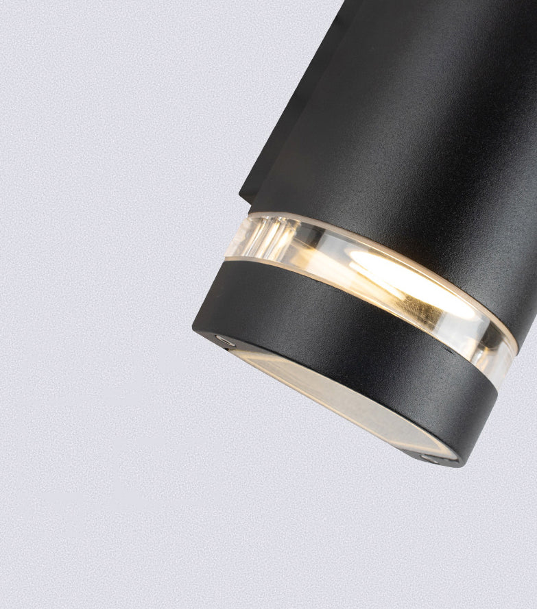 2-Lights Up & Down Lighting Cylindrical Wall Sconce 9" H Garden Corridor Lighting Fixture in Black