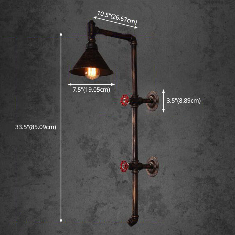 Industrial Retro Water Pipe Wall Mounted Light Fixture Metal Sconce Lights