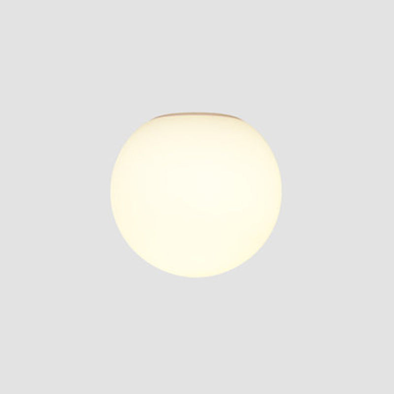 White Contemporary Glass Flush Mount 1-Light Spherical Flush Ceiling Light for Bedroom