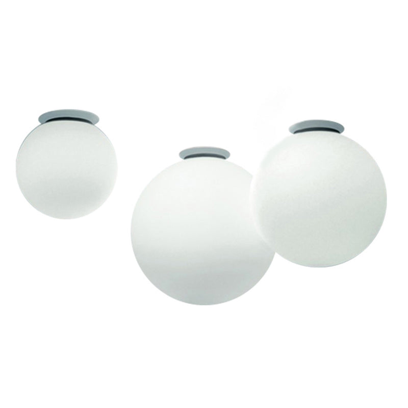 Plafonnier encastré sphérique contemporain en verre blanc à 1 lumière pour chambre à coucher