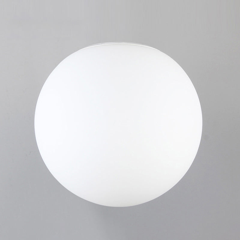 White Contemporary Glass Flush Mount 1-Light Spherical Flush Ceiling Light for Bedroom