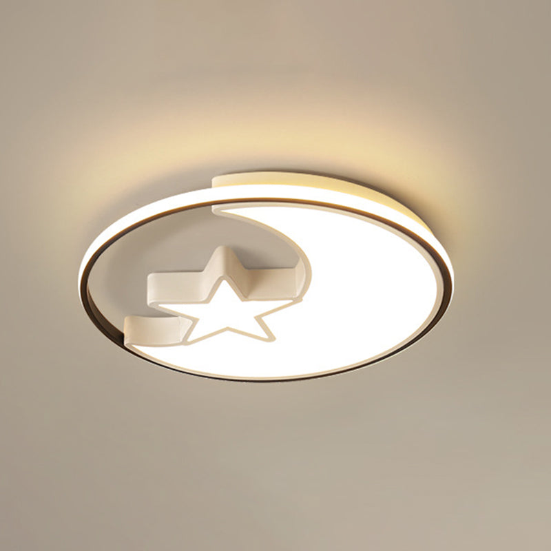 Moon And Star Flush Mount Light 1 Light Acrylic Cartoon Flush Mount Spotlight for Children Bedroom
