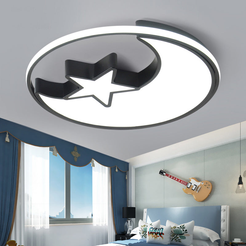 Moon And Star Flush Mount Light 1 Light Acrylic Cartoon Flush Mount Spotlight for Children Bedroom
