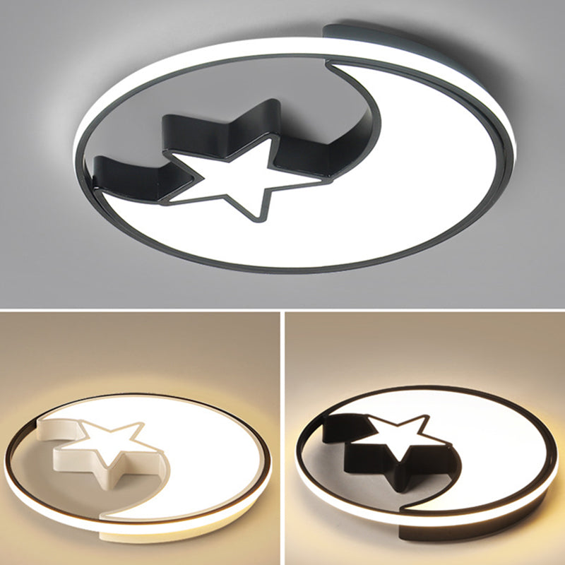 Moon And Star Flush Mount Light 1 Light Acrylic Cartoon Flush Mount Spotlight for Children Bedroom