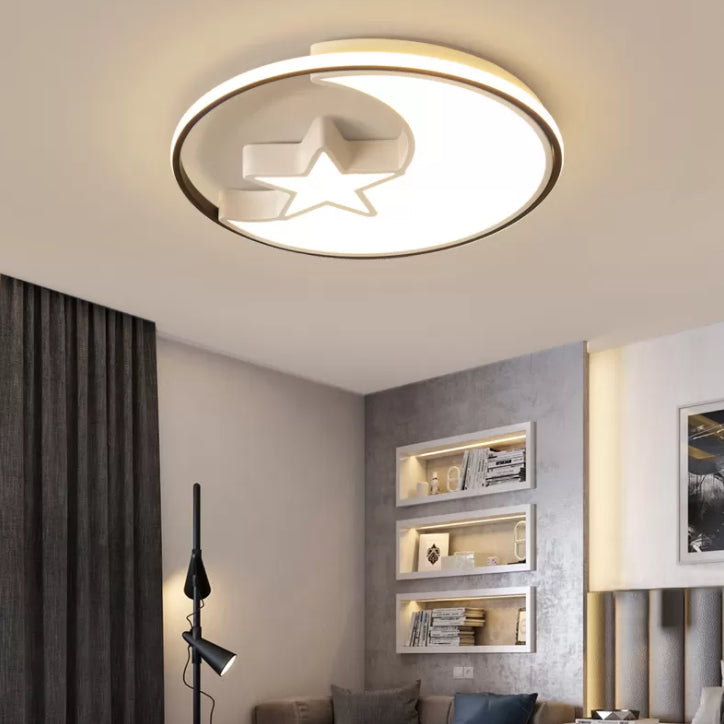 Moon And Star Flush Mount Light 1 Light Acrylic Cartoon Flush Mount Spotlight for Children Bedroom
