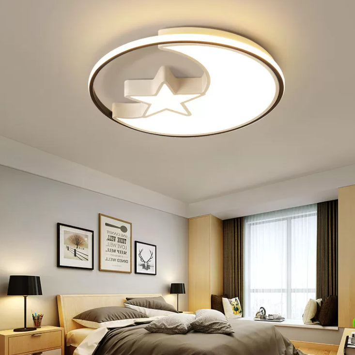 Moon And Star Flush Mount Light 1 Light Acrylic Cartoon Flush Mount Spotlight for Children Bedroom