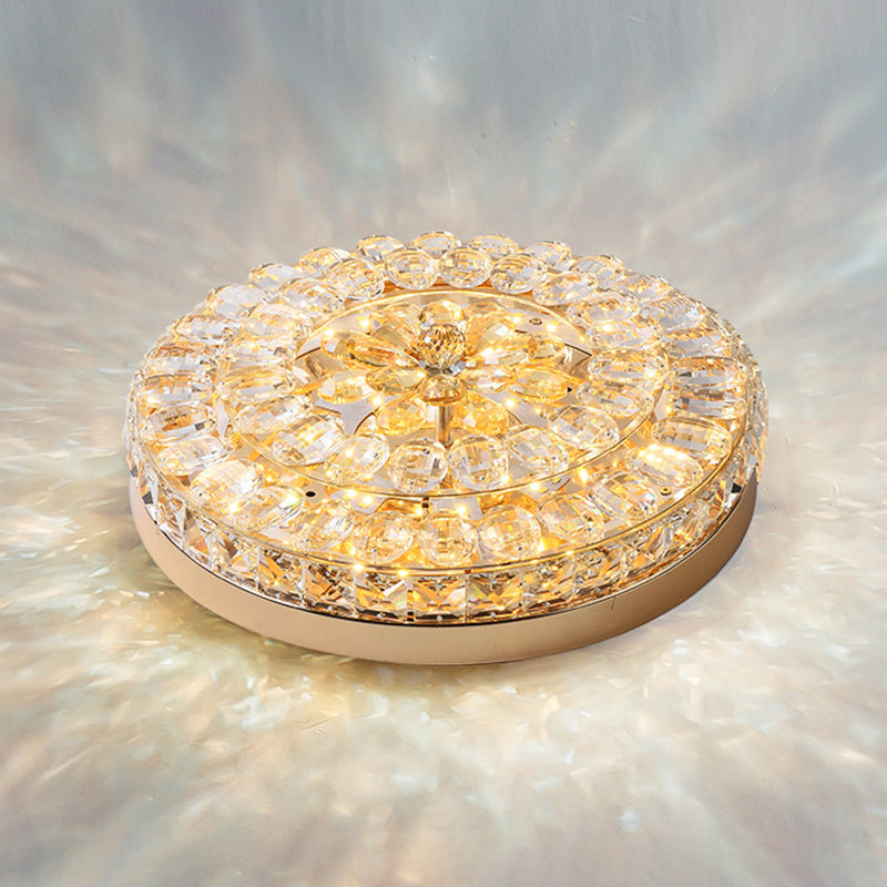 Contemporary K9 Crystal Flush Mount 1-Light Cylinder Flush Ceiling Light for Hallway