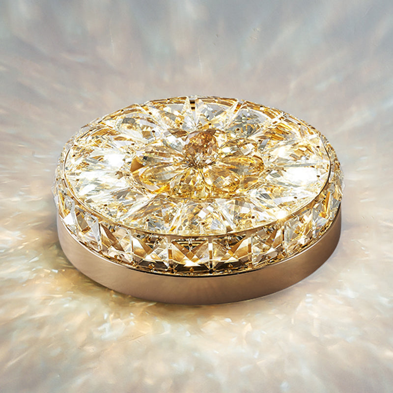 Contemporary K9 Crystal Flush Mount 1-Light Cylinder Flush Ceiling Light for Hallway