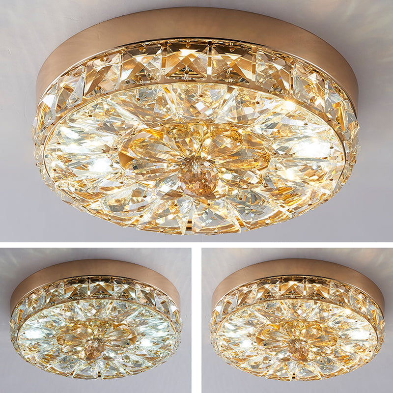 Contemporary K9 Crystal Flush Mount 1-Light Cylinder Flush Ceiling Light for Hallway