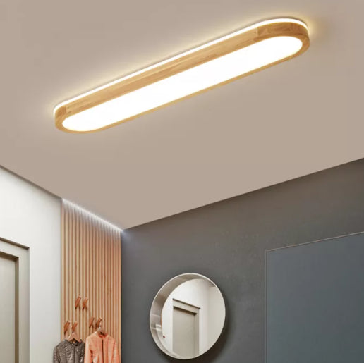 Minimalismo de madera 1-Luz de montaje de la lámpara de montaje de descarga lineal de luz de techo para dormitorio