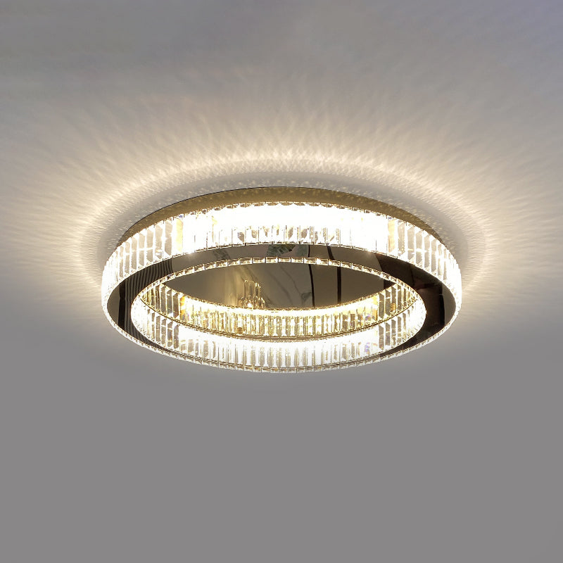 Living Room K9 Crystal Flush Mount Light Fixture Contemporary Cylinder Flush Light Fixture