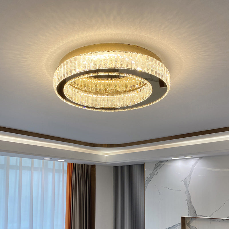 Living Room K9 Crystal Flush Mount Light Fixture Contemporary Cylinder Flush Light Fixture