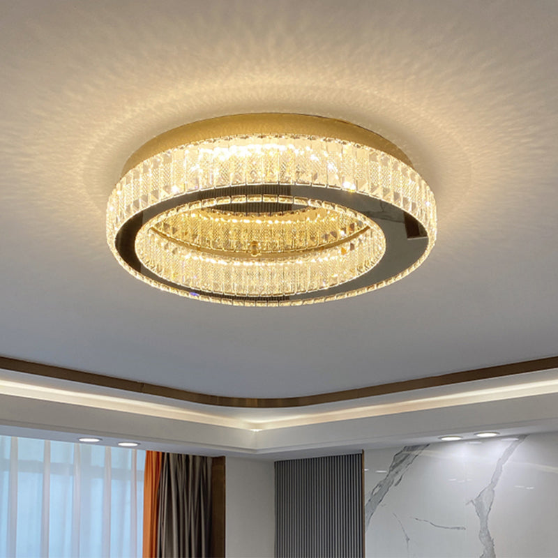Living Room K9 Crystal Flush Mount Light Fixture Contemporary Cylinder Flush Light Fixture