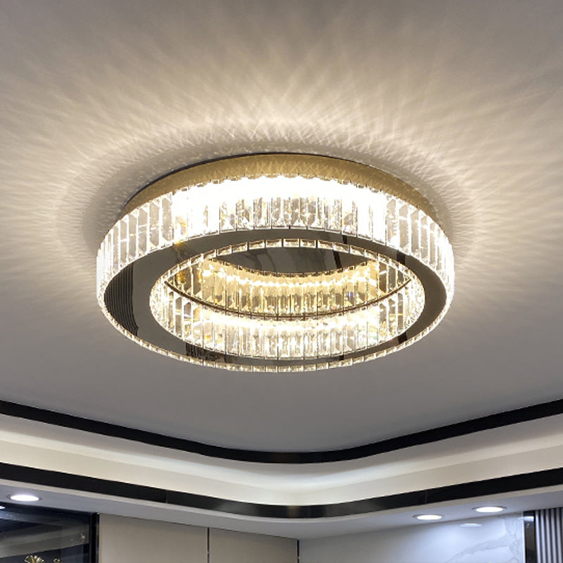 Living Room K9 Crystal Flush Mount Light Fixture Contemporary Cylinder Flush Light Fixture