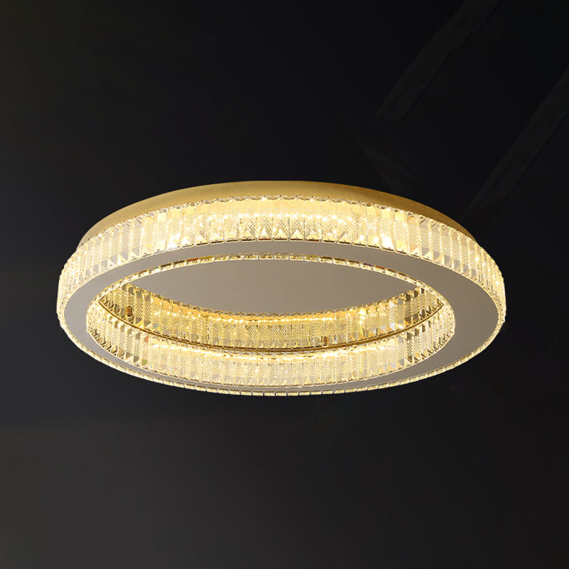 Living Room K9 Crystal Flush Mount Light Fixture Contemporary Cylinder Flush Light Fixture