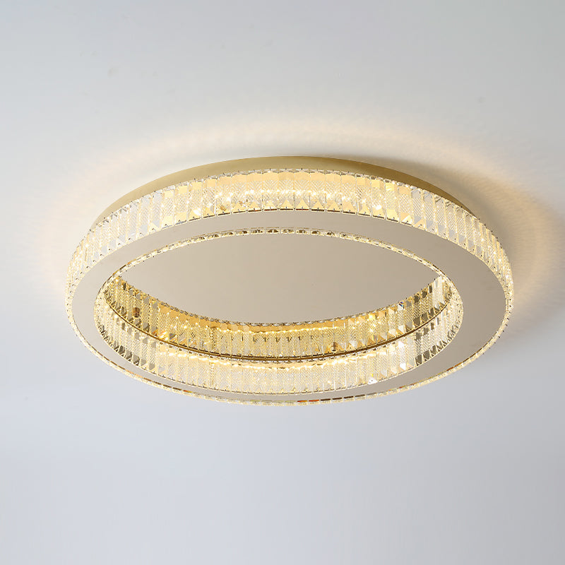 Living Room K9 Crystal Flush Mount Light Fixture Contemporary Cylinder Flush Light Fixture