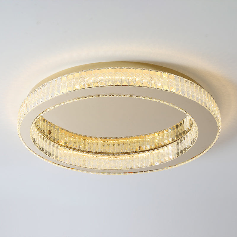 Living Room K9 Crystal Flush Mount Light Fixture Contemporary Cylinder Flush Light Fixture