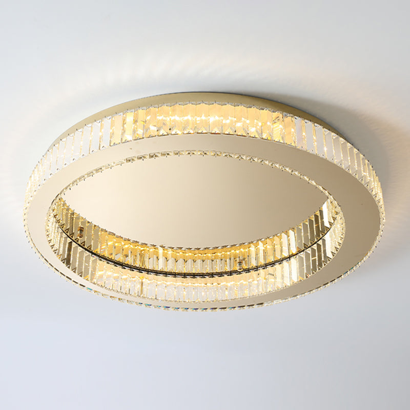 Living Room K9 Crystal Flush Mount Light Fixture Contemporary Cylinder Flush Light Fixture