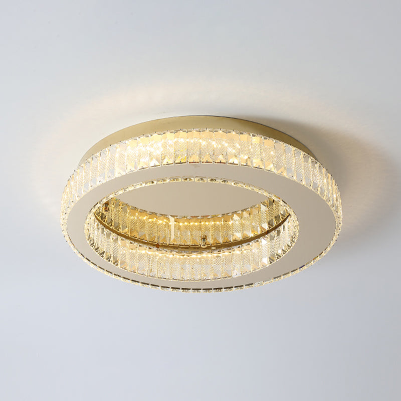 Living Room K9 Crystal Flush Mount Light Fixture Contemporary Cylinder Flush Light Fixture