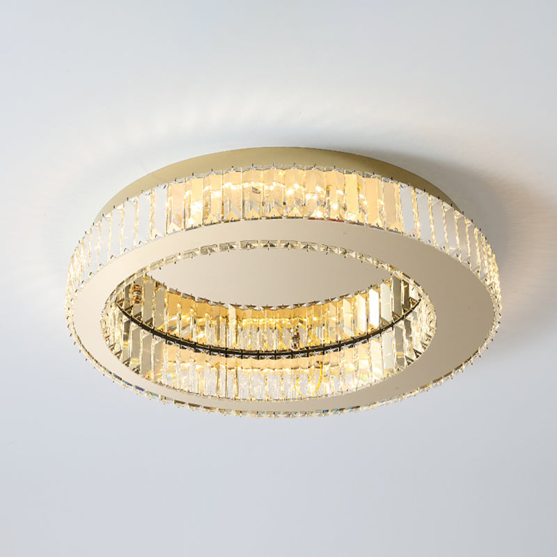 Living Room K9 Crystal Flush Mount Light Fixture Contemporary Cylinder Flush Light Fixture