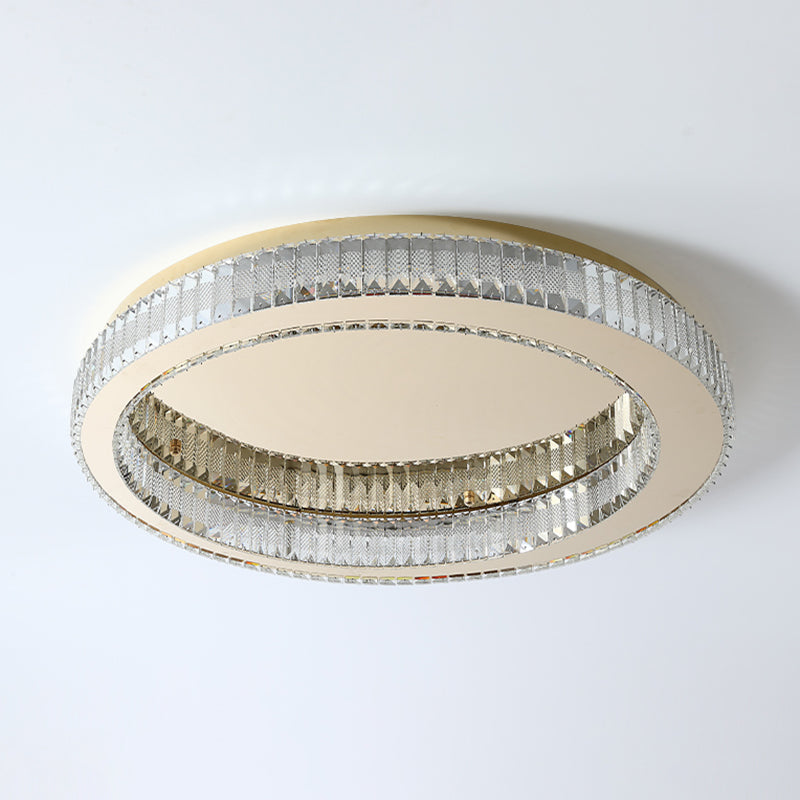 Living Room K9 Crystal Flush Mount Light Fixture Contemporary Cylinder Flush Light Fixture