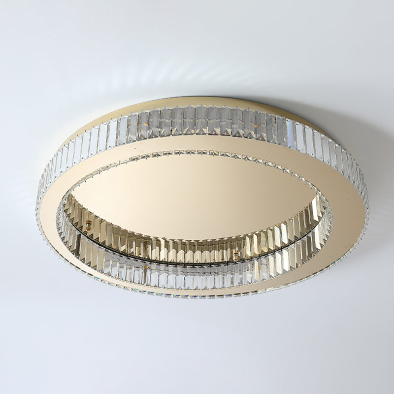 Living Room K9 Crystal Flush Mount Light Fixture Contemporary Cylinder Flush Light Fixture